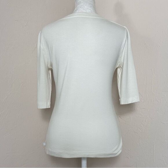 Akris Punto Ivory Stretch Modal Knit Top w/ Origami Fold Style Pleat Panel 8 US - Picture 8 of 16